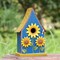Set of 2 52.5''H Blue Metal Sunflower Decorative Garden Birdhouse with Stake
